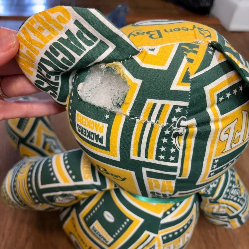 Green‎ Bay Packers Plush homemade Stuffed Teddy Bear Football Green Gold 24